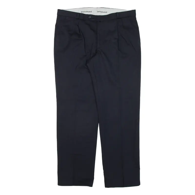 KINGFIELD Pleated Mens Knit Trousers Blue Regular Straight Wool W36 L30