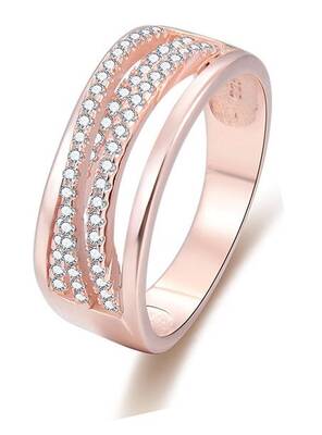 Beneto Rose Gold Plated Silver Ring with Zirconia AGG340 - Circuit: 62 mm