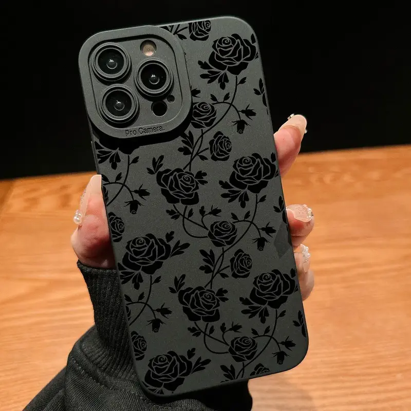 Flower Rose Pattern Phone Case, Anti-fall Decorative Phone Protector Cover, Phone Accessory Compatible With iPhone X 11 12 13...
