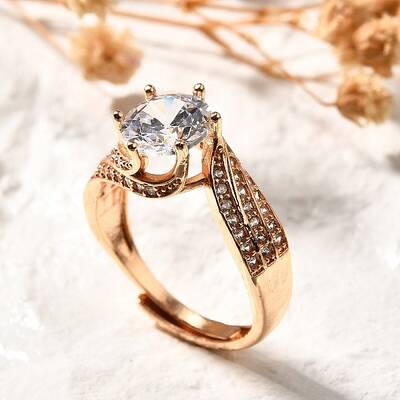 Brass Micro Pave Clear Cubic Zirconia Finger Rings for Women