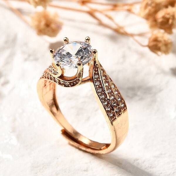 Brass Micro Pave Clear Cubic Zirconia Finger Rings for Women