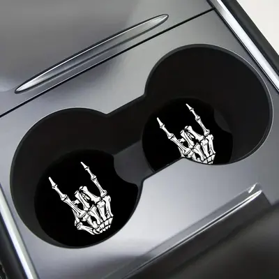 Car Coaster, Accessories for Girls Boys, Car Stuff, Truck Accessories, Creative Skull Pattern Coaster Car Decals, Anti-slip I...