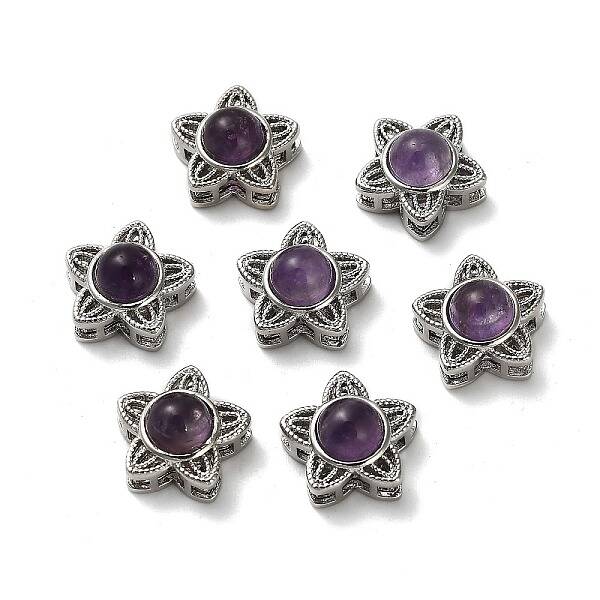 Brass Pave Natural Amethyst Multi-Strand Links