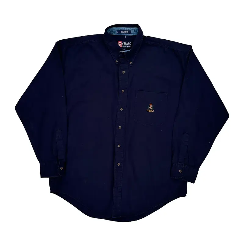 Chaps Ralph Lauren Shirt - Large Navy Cotton | Size: large