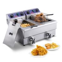 VEVOR Commercial Electric Deep Fryer, 24L 3000W with Dual Removable Basket, Stainless Steel Electric Countertop Fryer with Ti...