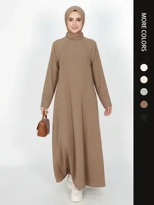 Elegant Simple Pleated Zipper Abaya, Modest Islamic Clothing for Women, Stylish Long Sleeve Dress, Perfect for Special Occasi...