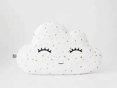 White with Golden Dots Cloud Pillow
