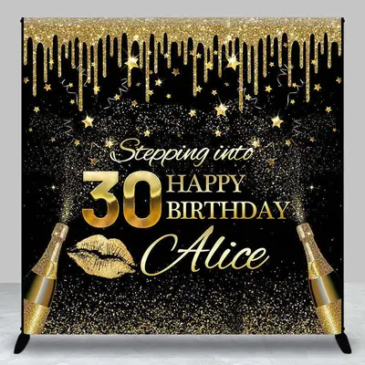 Gold Tassels Champagne Custom 30Th Birthday Backdrop - Aperturee