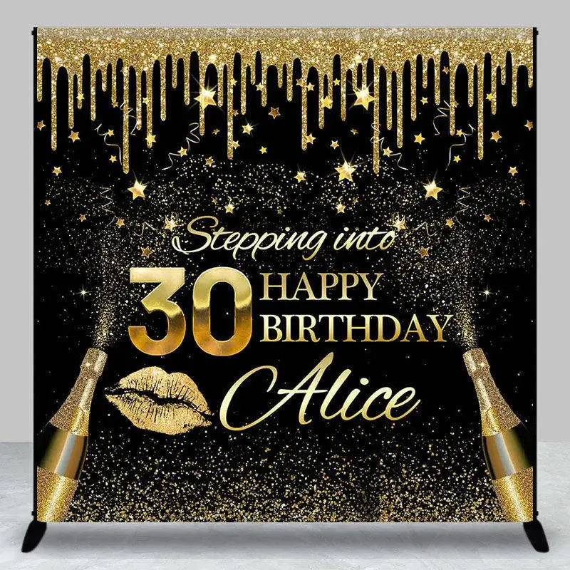 Gold Tassels Champagne Custom 30Th Birthday Backdrop - Aperturee