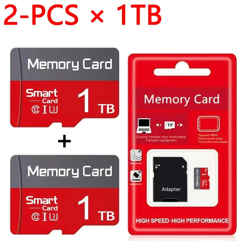 2-Pack × 1TB Micro SD card, micro tf memory card with adapter is a flash SD card for tablets/cameras/mobile phones/laptops/P...