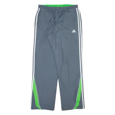 ADIDAS Mesh Lined Mens Track Pants Grey Nylon Straight L W31 L31