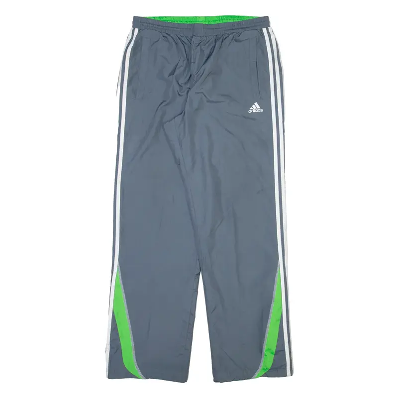 ADIDAS Mesh Lined Mens Track Pants Grey Nylon Straight L W31 L31