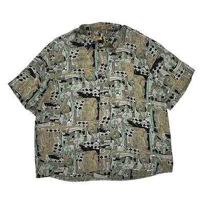Abstract Print Cadre Hawaiian Shirt - 3XL Multicoloured Cotton