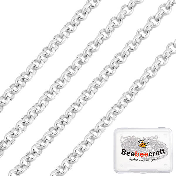 Anti-Tarnish 1M Rhodium Plated 925 Sterling Silver Rolo Chain