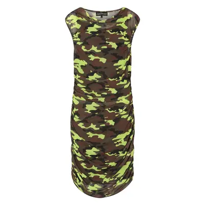 Boudicca Summer Neon Lime Camouflage Midi Dress -Inclusive Plus Size up to UK 26 / US 22 | Size: Size UK 18/ US 14 | Color: N...