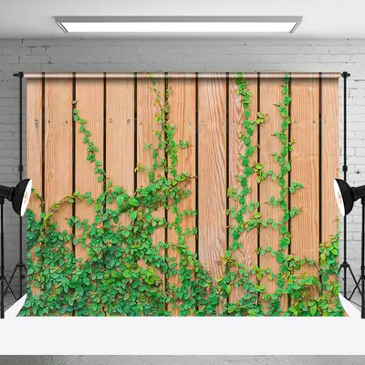 Green Leaves Brown Wood Texture Backdrop For Photo - Aperturee