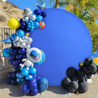 Royal Blue Round Party Backdrop for Photo Booth - Aperturee