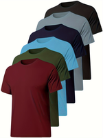 6 Pack Workout Shirts for Men Athletic Running Gym Quick Dry Short Sleeve Performance Moisture Wicking T Shirt