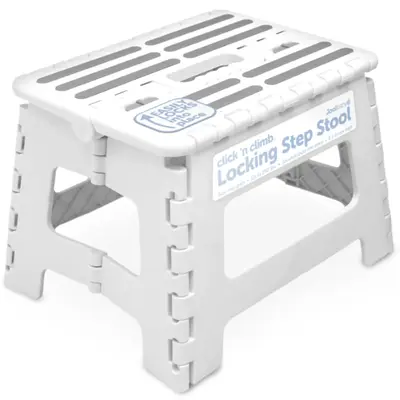 Jool Baby Click 'N Climb Locking Step Stool - White, Lightweight, Foldable, Slip-Resistant, Easy Storage, Built-in Safety Mec...