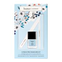 butter London 3-Piece Pro Manicure Kit with Melt Away Cuticle Exfoliator, Signature Glass Cuticle Pusher & Signature Glass Na...