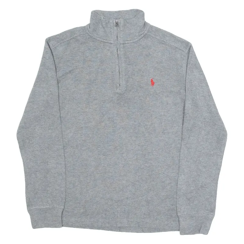 POLO RALPH LAUREN Boys Jumper Grey 1/4 Zip Tight Knit M