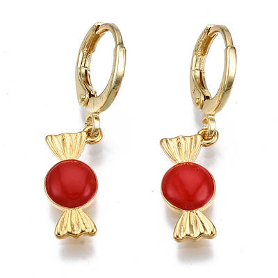 Brass Enamel Huggie Hoop Earrings