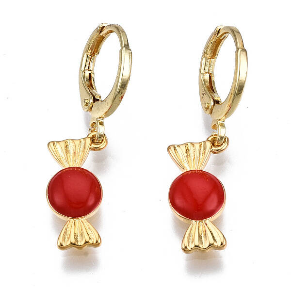Brass Enamel Huggie Hoop Earrings