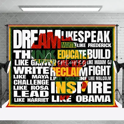 Aperturee Red Yellow Green Slogan Black History Month Backdrop, 3X2FT(1MX0.6M), 14 USD, black history month backdrops, DMHD5Y...