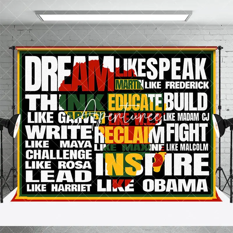 Aperturee Red Yellow Green Slogan Black History Month Backdrop, 3X2FT(1MX0.6M), 14 USD, black history month backdrops, DMHD5Y...