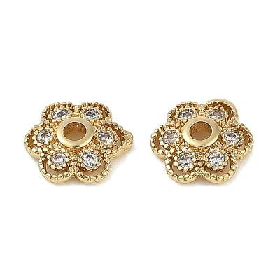 Brass Micro Pave Clear Cubic Zirconia Bead Caps