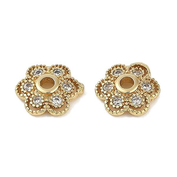 Brass Micro Pave Clear Cubic Zirconia Bead Caps