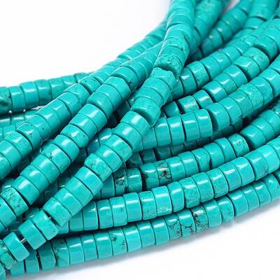 Natural Howlite Flat Round Heishi Bead Strands