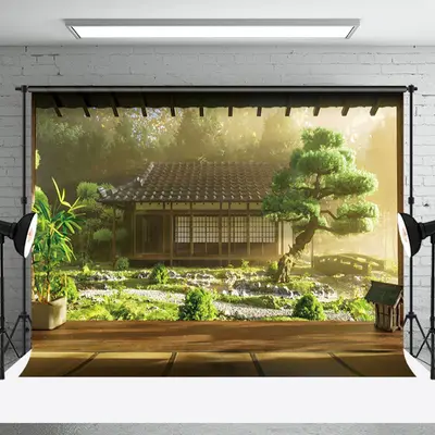 Aperturee Sunlight Forest Cabin Pine Spring Photo Backdrop, 3X2FT(1MX0.6M), 14 USD, spring backdrops, NYHD1J02-M