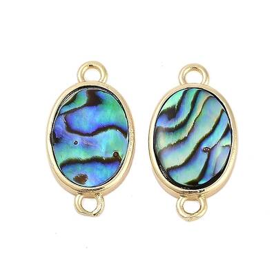 Brass Pave Natural Paua Shell Connector Charms
