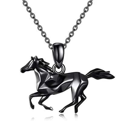 Sterling Silver with Rose Gold Plated Horse Pendant Necklace