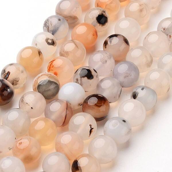 Natural Dendritic Agate Beads Strands