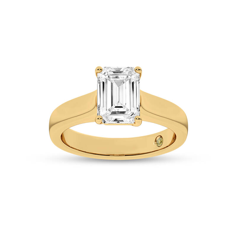 Bold Cross Prong Emerald Cut Lab Grown Diamond Solitaire Ring | 14K Yellow Gold 4 CT. TW.