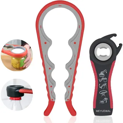 Combination 5 In 1 Bottle Opener & Bottle Cap Remover, 2 Counts/Set Multifunctional Manual Large & Small Can Opener For Kitch...