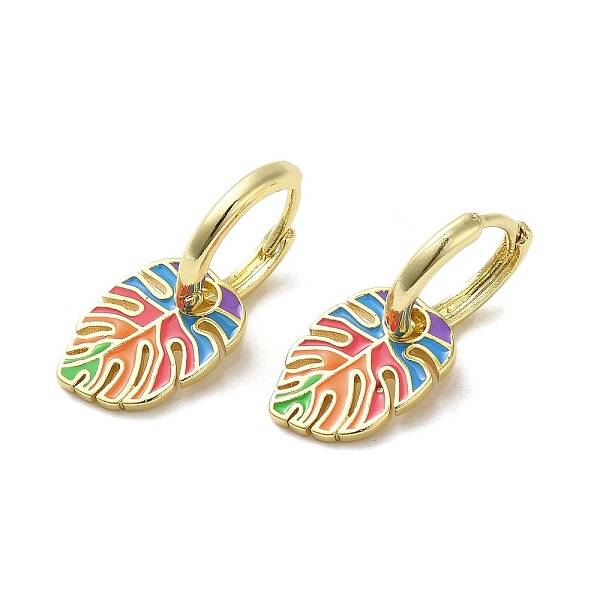 Real 18K Gold Plated Brass Dangle Hoop Earrings