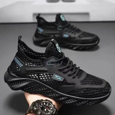 Summer men's new mesh breathable casual shoes hollow comfortable men's shoes mesh shoes non slip soft soled sports driving sh...