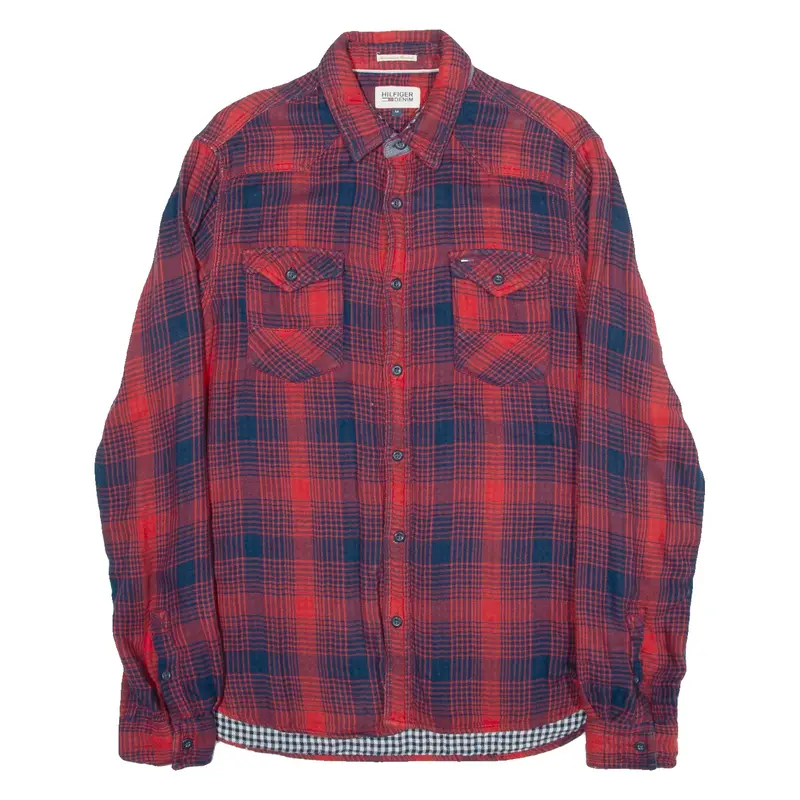 TOMMY HILFIGER Mens Shirt Red Check Long Sleeve M