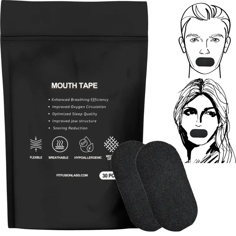 Mouth Tape for Better Breathing, Reduced Snoring Oral Application, Improves Sleep Quality Comfort Hypoallergenic Gentle Sensi...