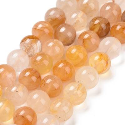 Natural Yellow Hematoid Quartz/Golden Healer Quartz Beads Strands
