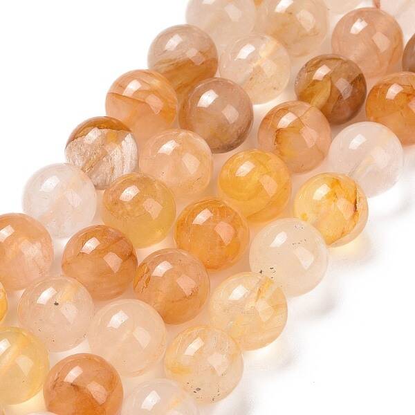 Natural Yellow Hematoid Quartz/Golden Healer Quartz Beads Strands