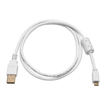 8640 Monoprice USB-A to Micro B 2.0 Cable 5-Pin 28/24AWG Gold Plated White 3ft
