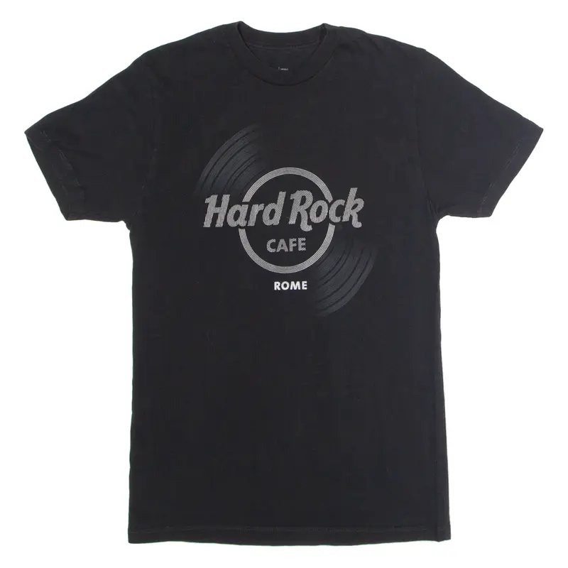 HARD ROCK CAFE Rome Mens T-Shirt Black Crew Neck S