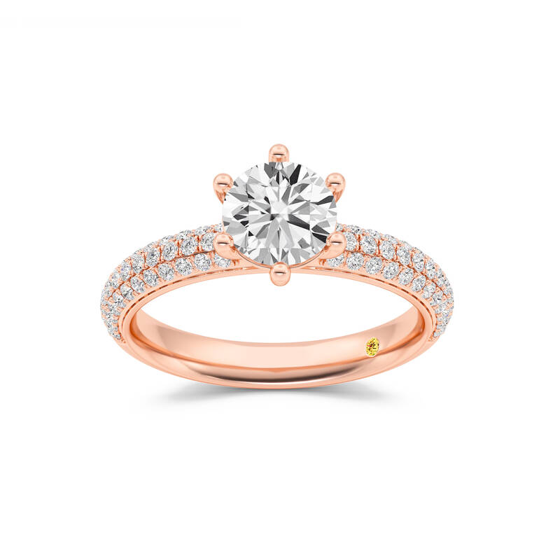 Delos Triple Row Pavé Set Round Lab Grown Diamond Engagement Ring | 18K Rose Gold 2 CT. TW.