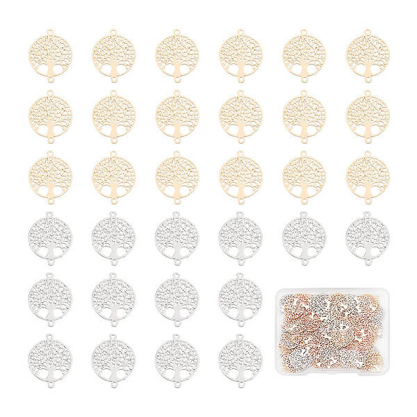 80Pcs 2 Colors Long-Lasting Plated Brass Links Connector Charms