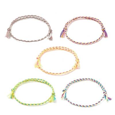 5Pcs Macrame Cotton Braided Cord Anklets Set