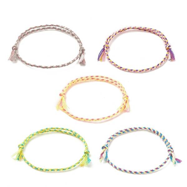 5Pcs Macrame Cotton Braided Cord Anklets Set